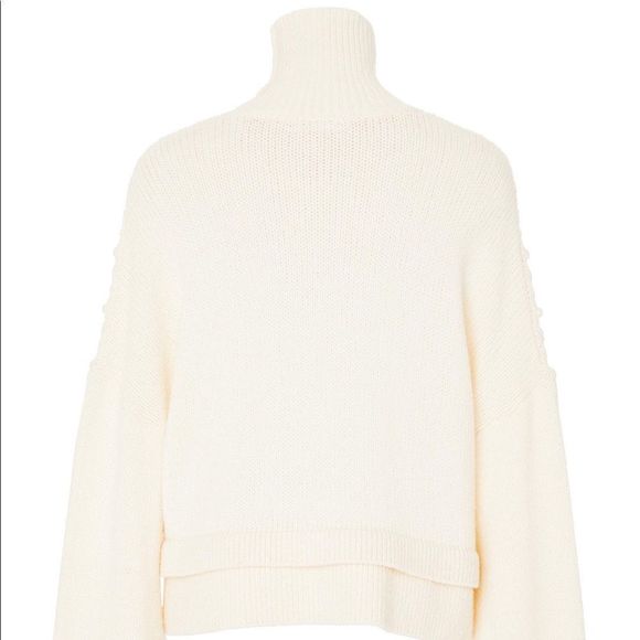 FRAME Popcorn Stitch Wool Blend Sweater Turtleneck White - Picture 10 of 10